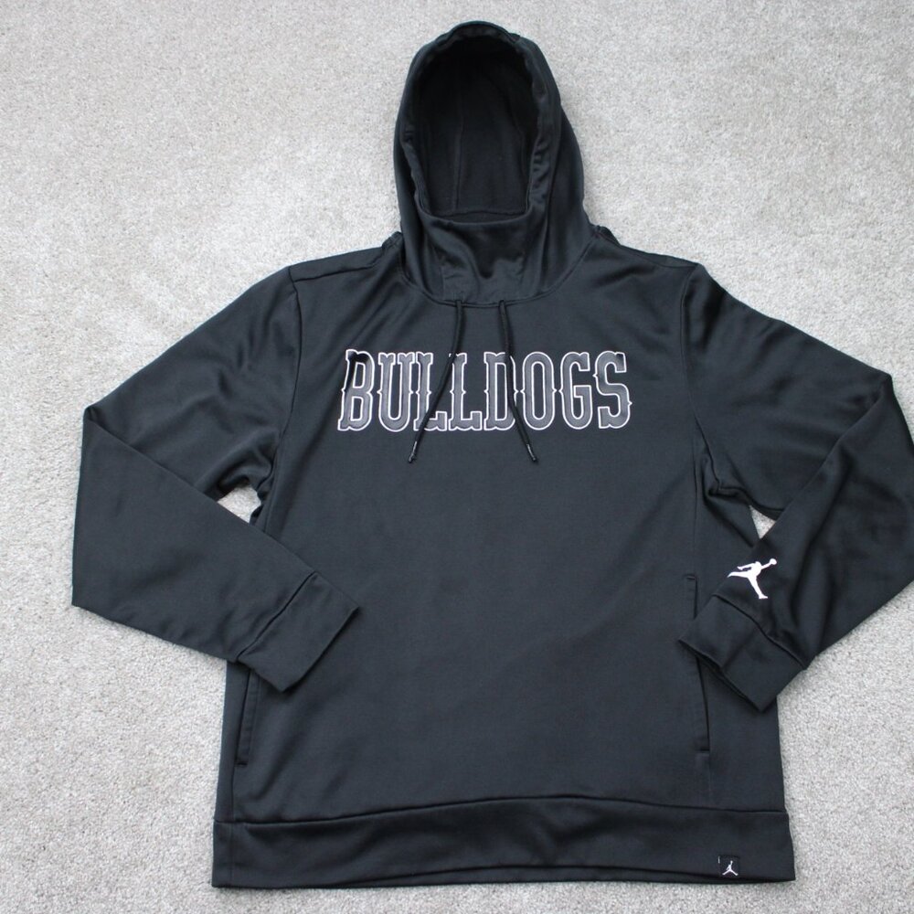 Jordan Hoodie Mens Medium Black Bulldogs Logo 100% Polyester Hooded Sweatshirt